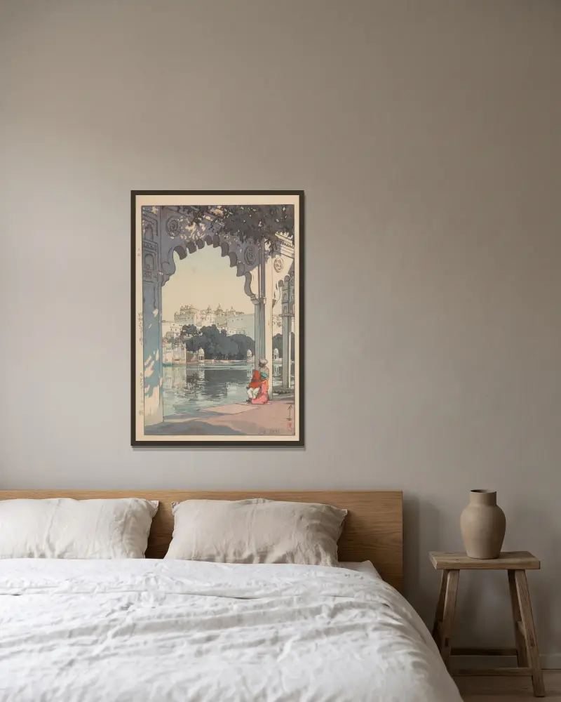 Udaipur-Schloss von Yoshida Hiroshi gerahmt an einer Wand