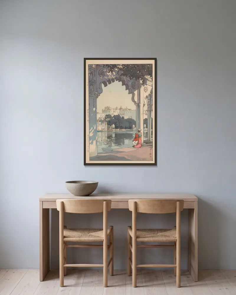 Udaipur-Schloss von Yoshida Hiroshi gerahmt an einer Wand