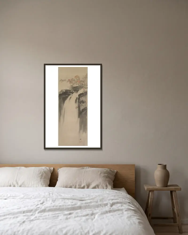 Wasserfall von Yoshida Hiroshi gerahmt an einer Wand