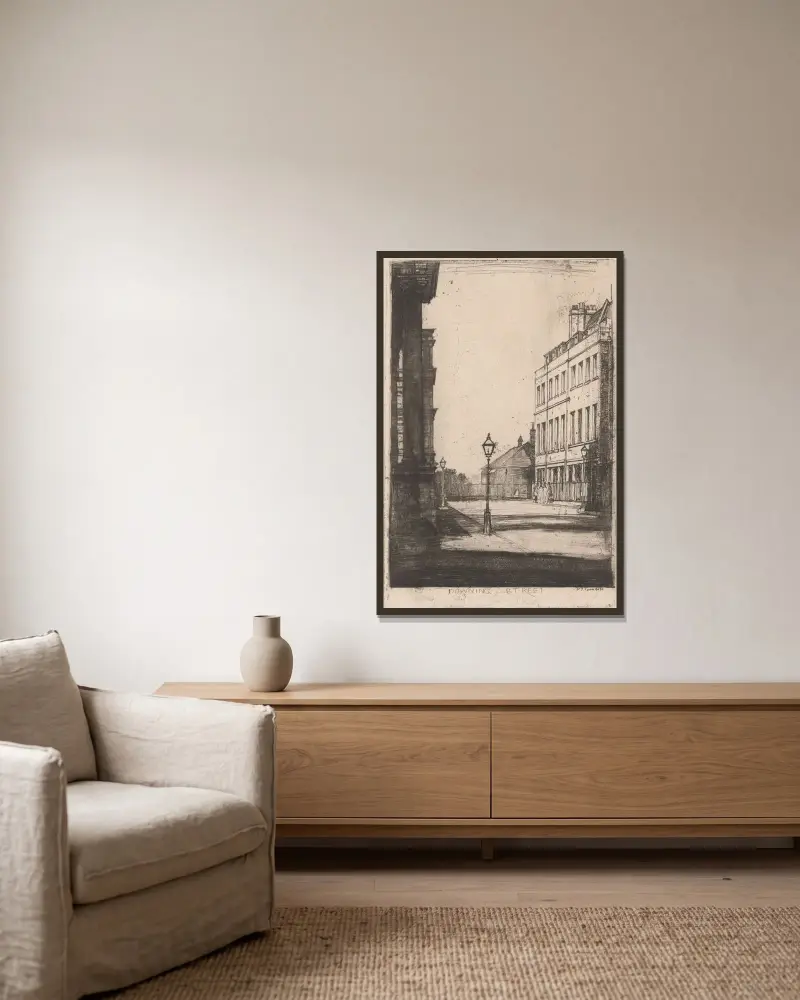 Downing Street von David Young Cameron gerahmt an einer Wand