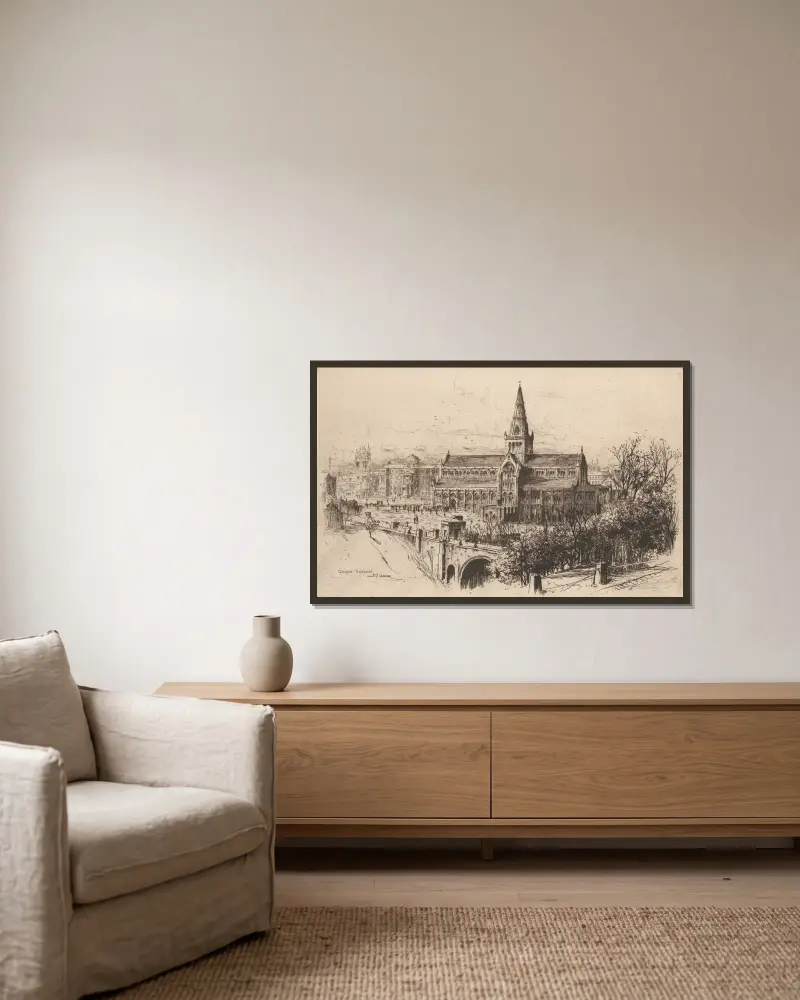 Glasgow Cathedral von David Young Cameron gerahmt an einer Wand