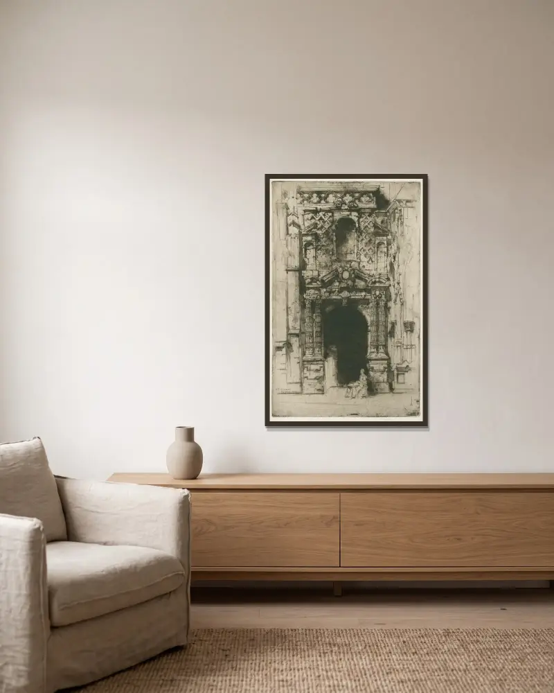 Harfleur von David Young Cameron gerahmt an einer Wand