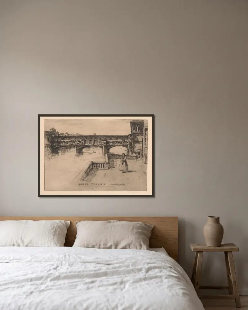 Ponte Vecchio von David Young Cameron gerahmt an einer Wand