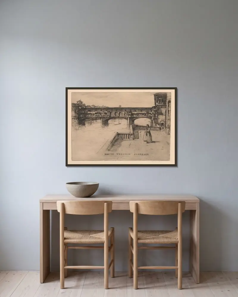 Ponte Vecchio von David Young Cameron gerahmt an einer Wand