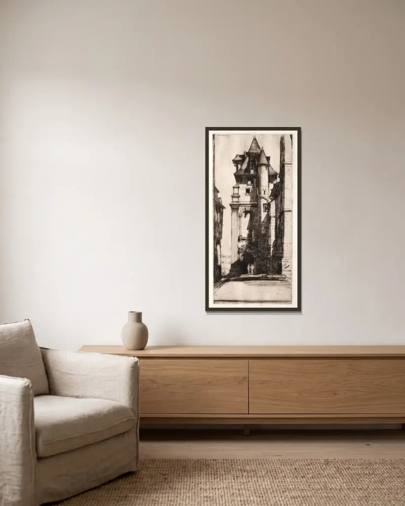 St. Aignan, Chartres von David Young Cameron gerahmt an einer Wand