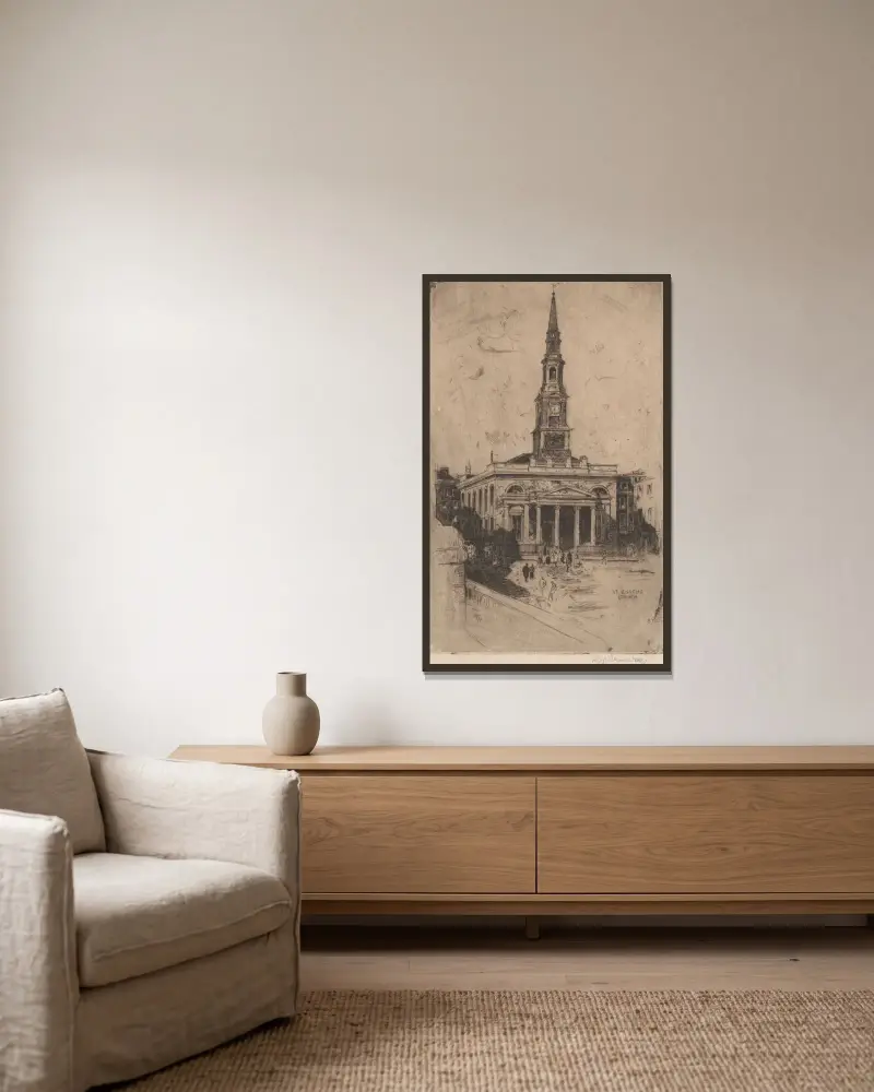 St. Enoch’s Church, Glasgow av David Young Cameron inramad på en vägg