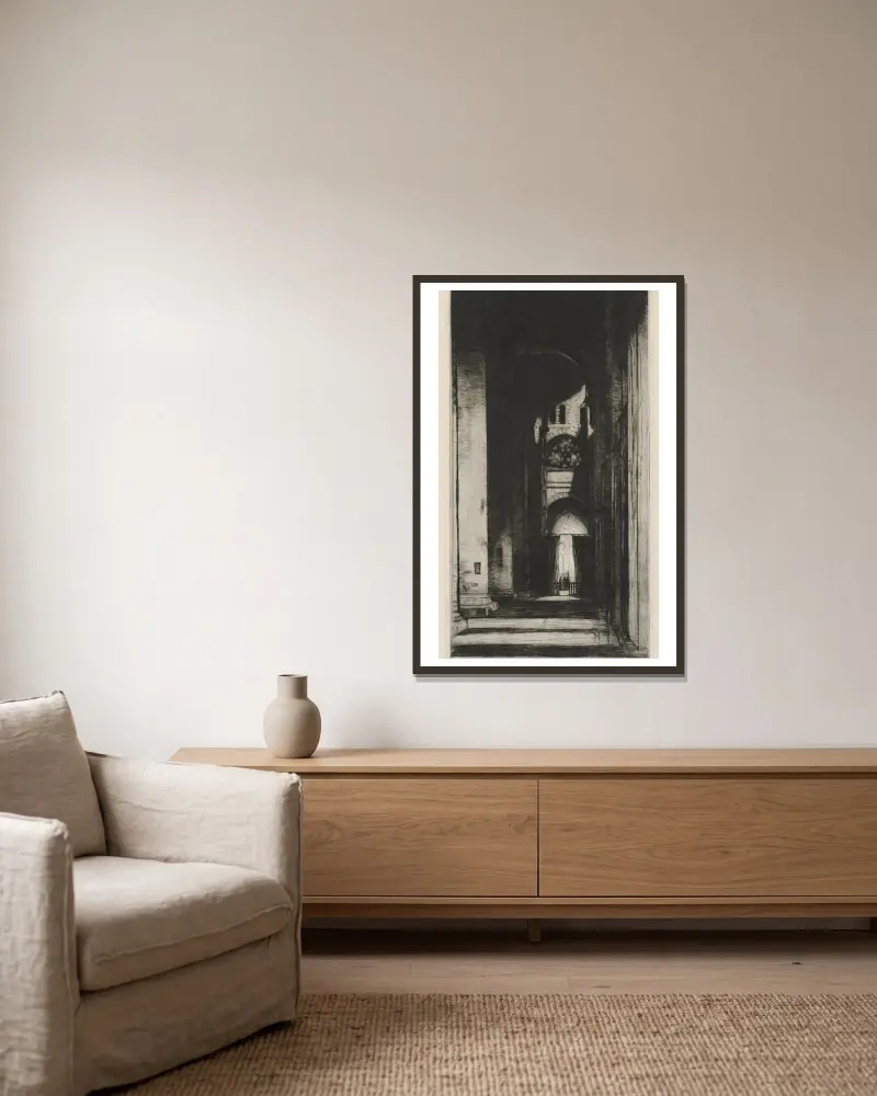 Tewksbury Abbey von David Young Cameron gerahmt an einer Wand