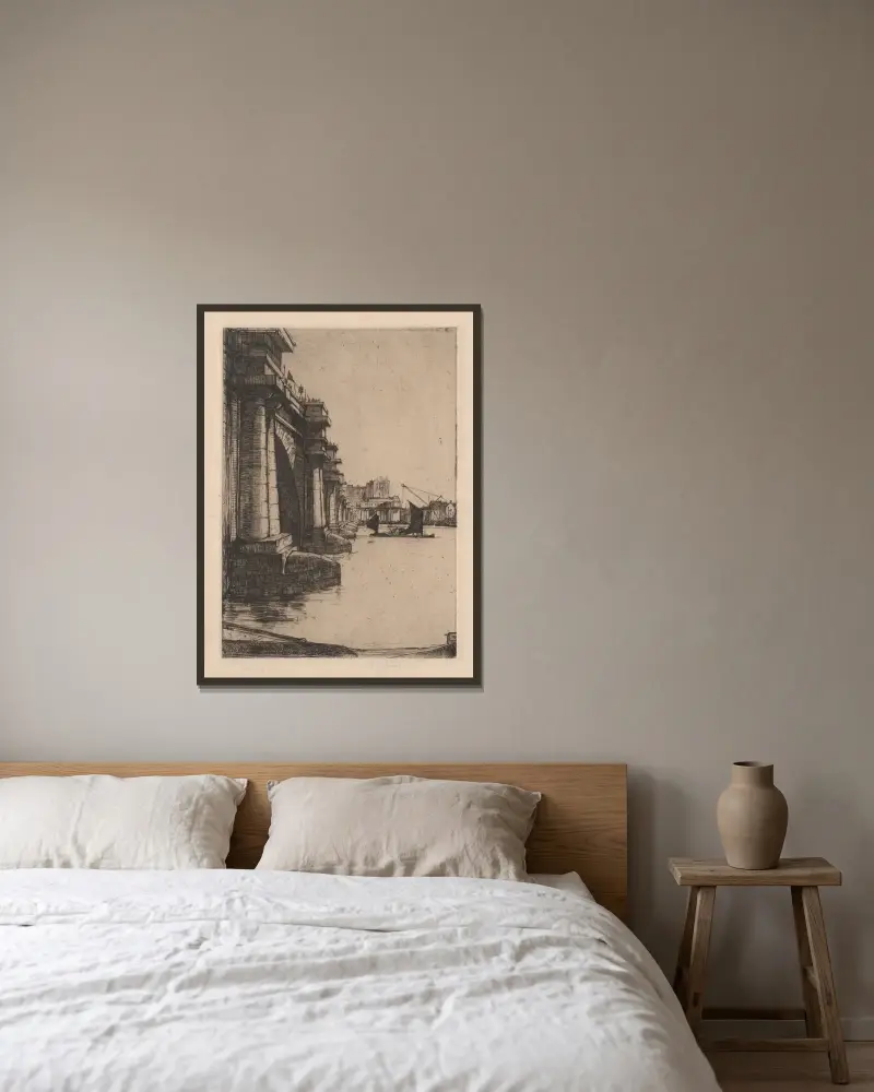 Waterloo Bridge, Nr. 2 von David Young Cameron gerahmt an einer Wand