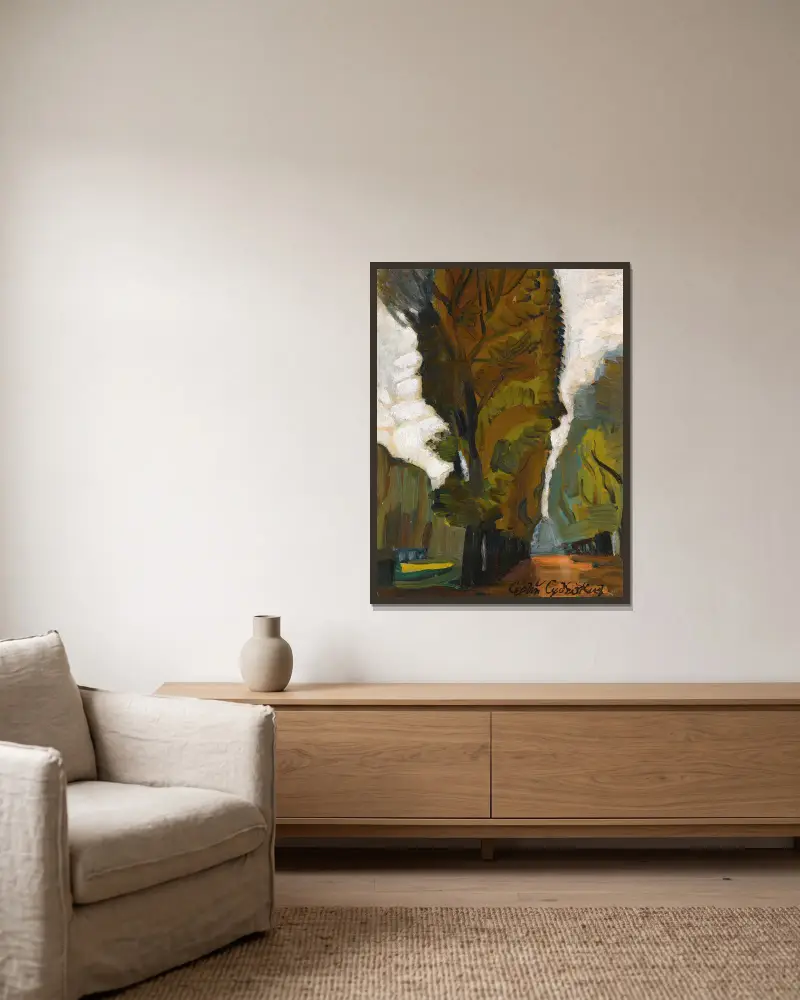 Landschaft – Nr. 2 von Sergey Yurievich Sudeikin gerahmt an einer Wand