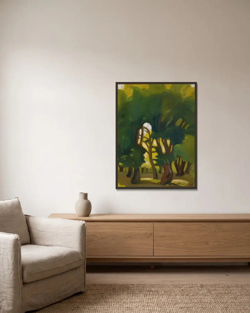 Landschaft – Nr. 1 von Sergey Yurievich Sudeikin gerahmt an einer Wand