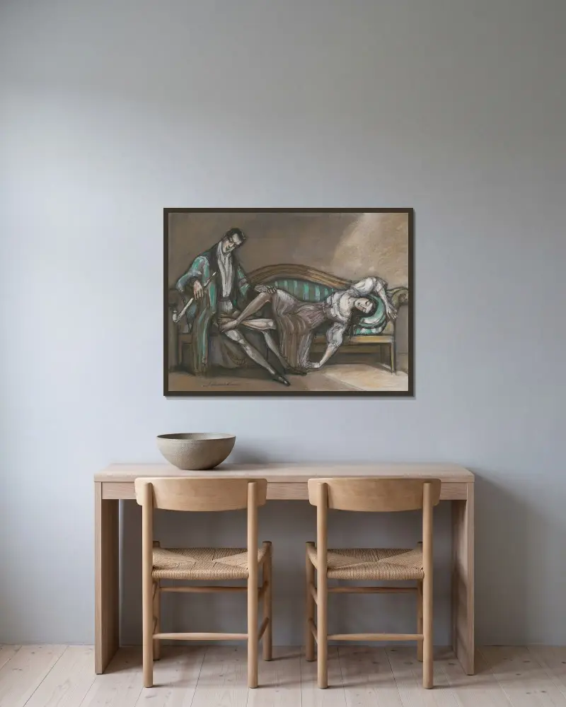Liebende von Sergey Yurievich Sudeikin gerahmt an einer Wand