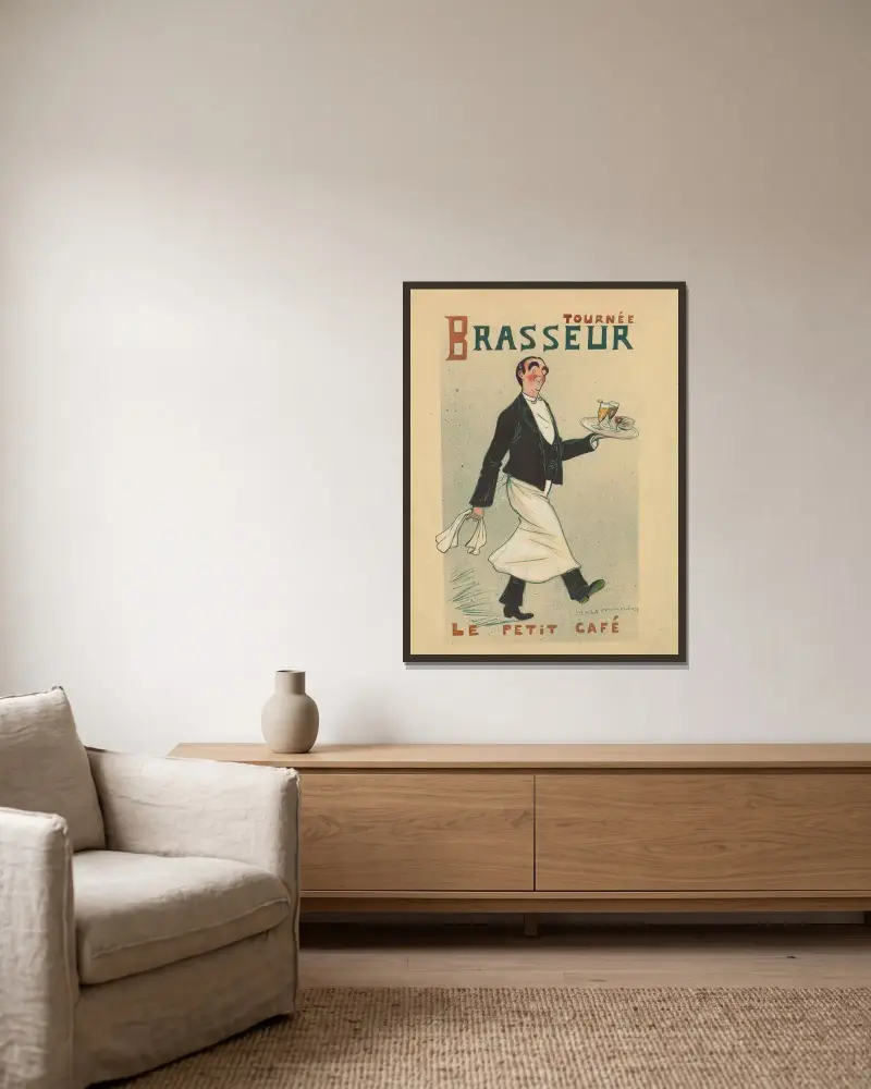 Albert Brasseur dans ‘Le petit café’ de Tristan Bernard av Yves Marevéry inramad på en vägg
