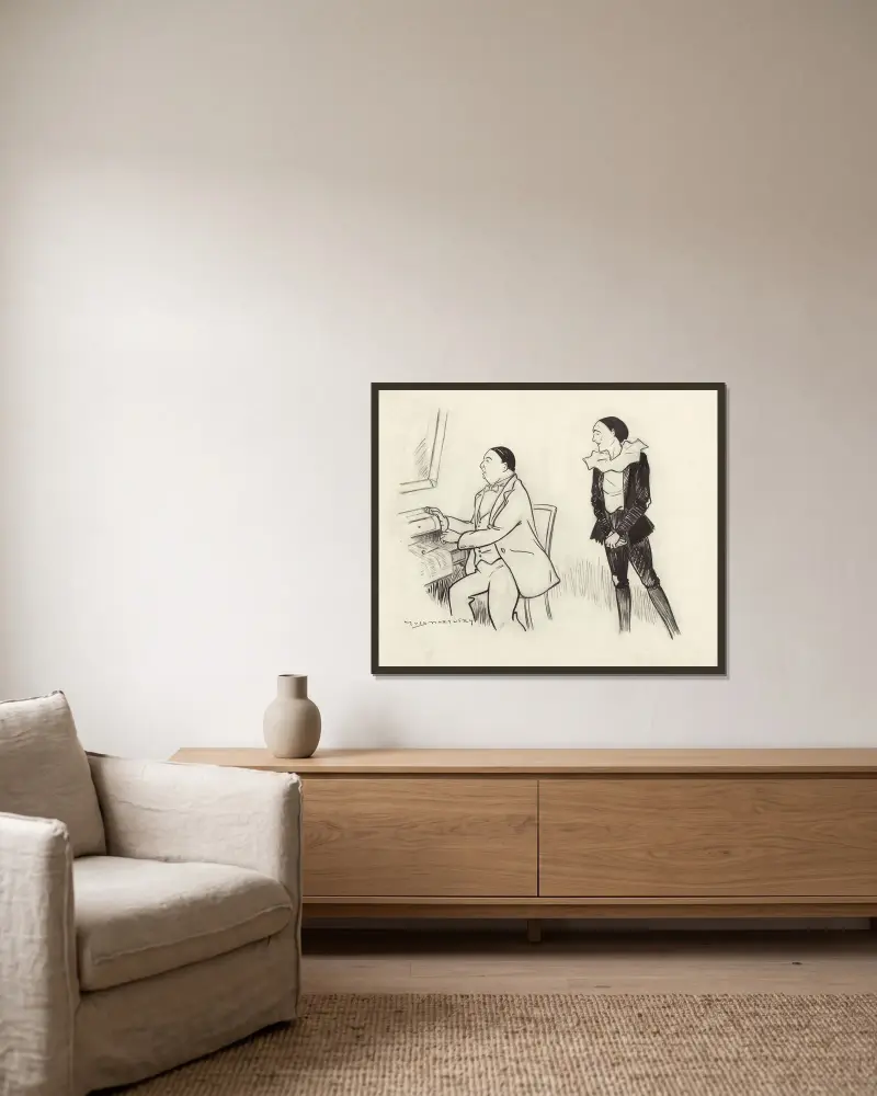 Jacquinet und Sahary-Djeli in ‚L'enfant prodigue‘ von Michel Carré von Yves Marevéry gerahmt an einer Wand