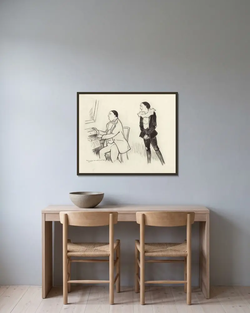 Jacquinet und Sahary-Djeli in ‚L'enfant prodigue‘ von Michel Carré von Yves Marevéry gerahmt an einer Wand