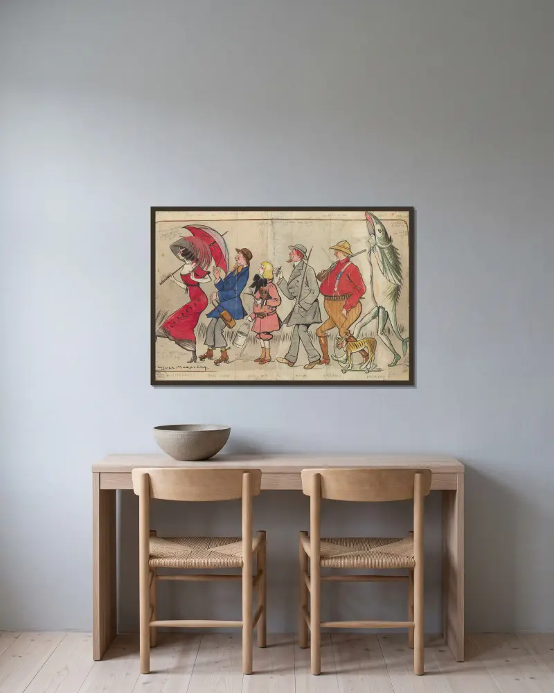 La revue de Marigny de Gabriel Timmory et Maurice de Marsan, 1910 – nr 2 av Yves Marevéry inramad på en vägg