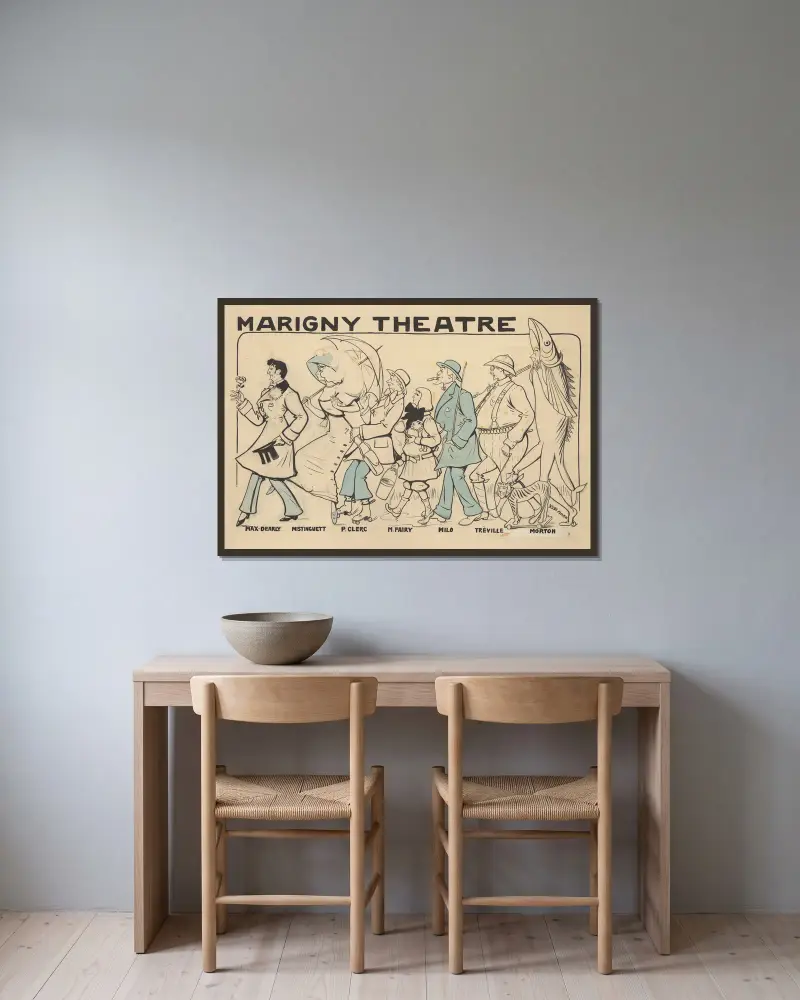 La revue de Marigny av Yves Marevéry inramad på en vägg