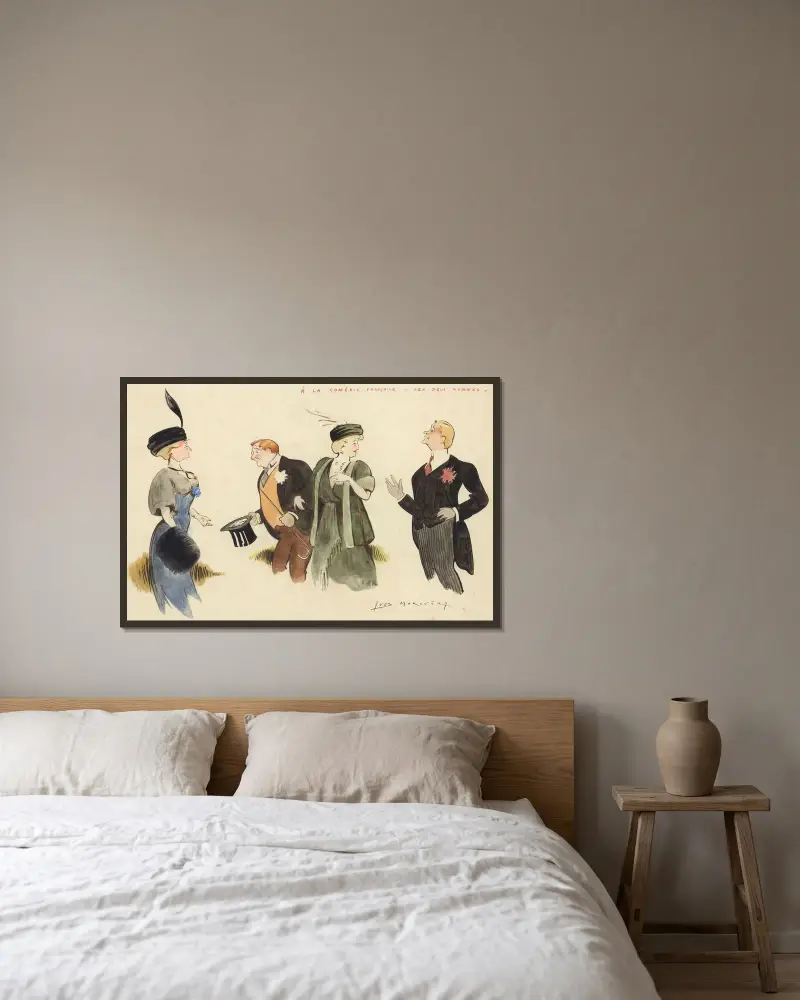 De två männen av Alfred Capus av Yves Marevéry inramad på en vägg