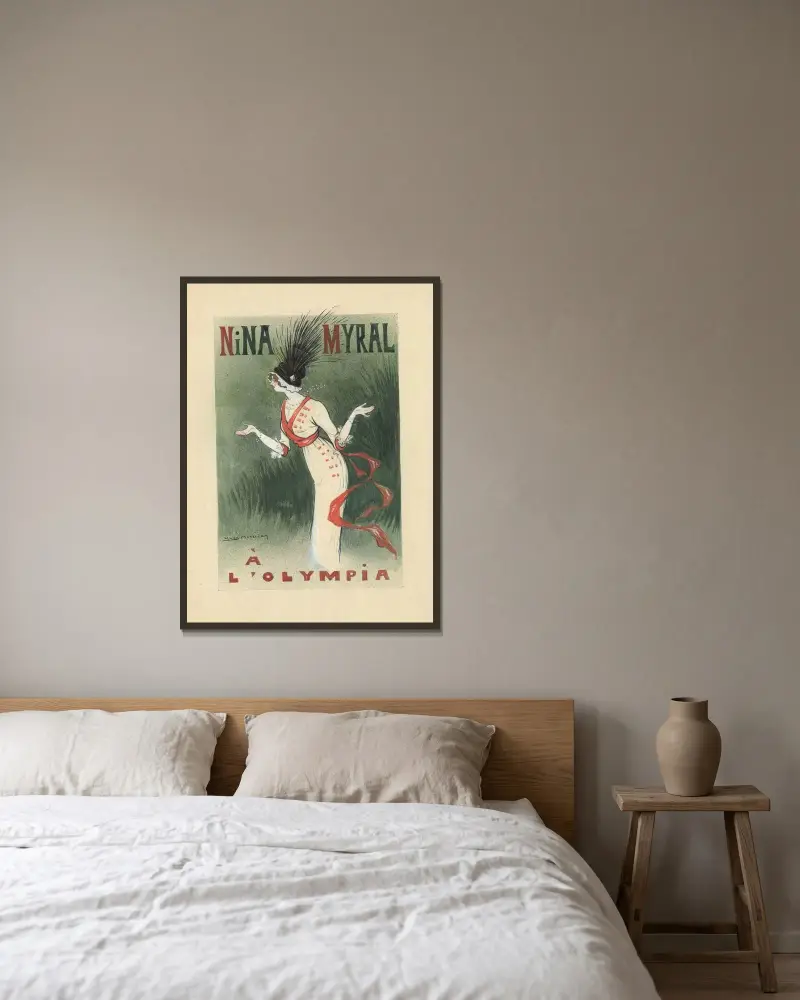 Nina Myral tańczy w „La revue des femmes” Charles'a Quinela i Henry'ego Moreau, Yves Marevéry w ramie na ścianie