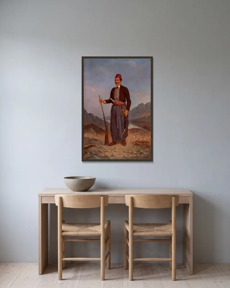 Albanischer Mann von Antonio Zeno Shindler gerahmt an einer Wand