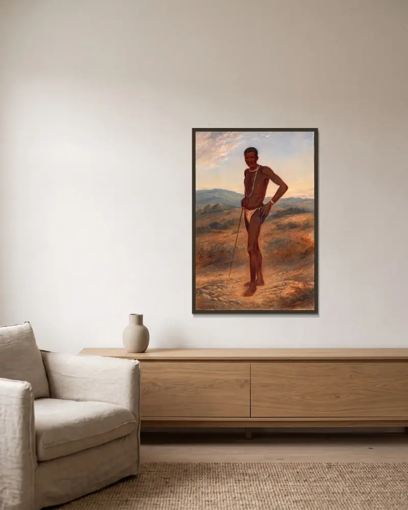 Kaffir Man von Antonio Zeno Shindler gerahmt an einer Wand