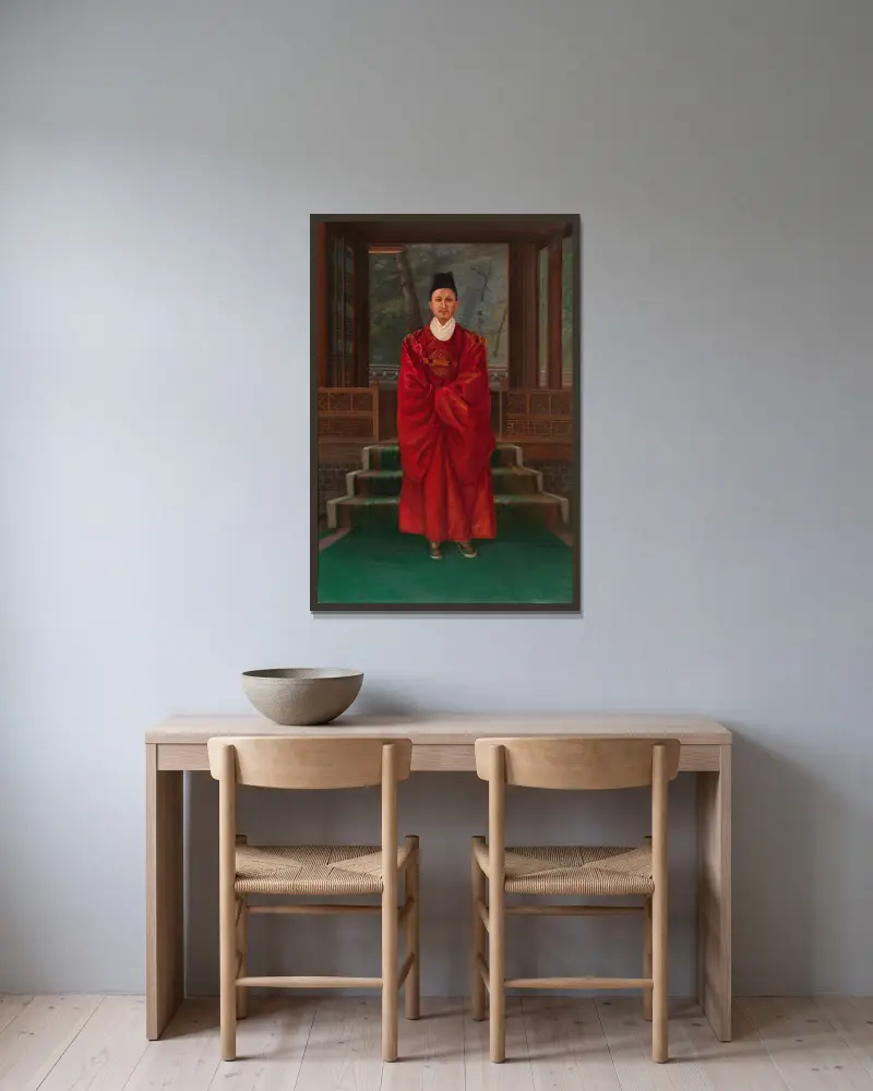 King of Korea av Antonio Zeno Shindler inramad på en vägg