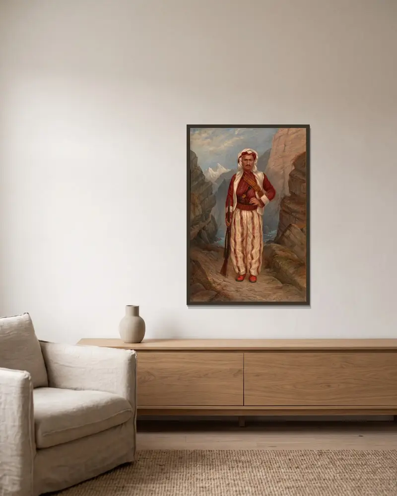 Kurdischer Mann von Antonio Zeno Shindler gerahmt an einer Wand