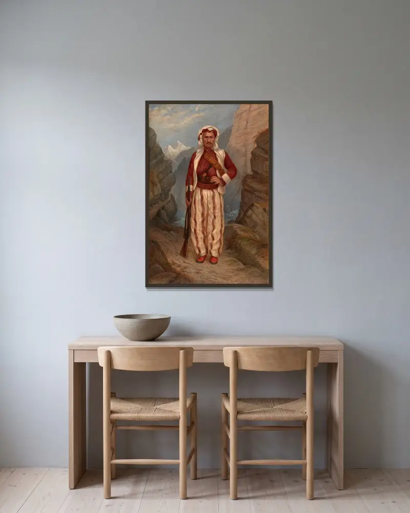 Kurdischer Mann von Antonio Zeno Shindler gerahmt an einer Wand