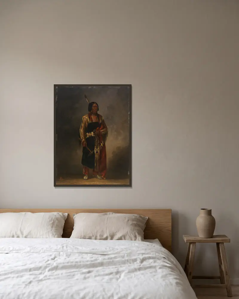 Mak-phe-ah-luta (Red Cloud) av Antonio Zeno Shindler inramad på en vägg