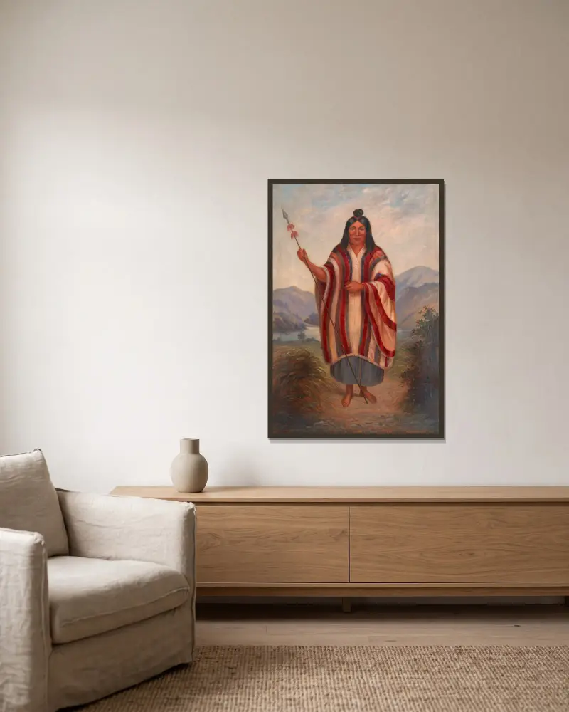 Peruanischer Indianer von Antonio Zeno Shindler gerahmt an einer Wand