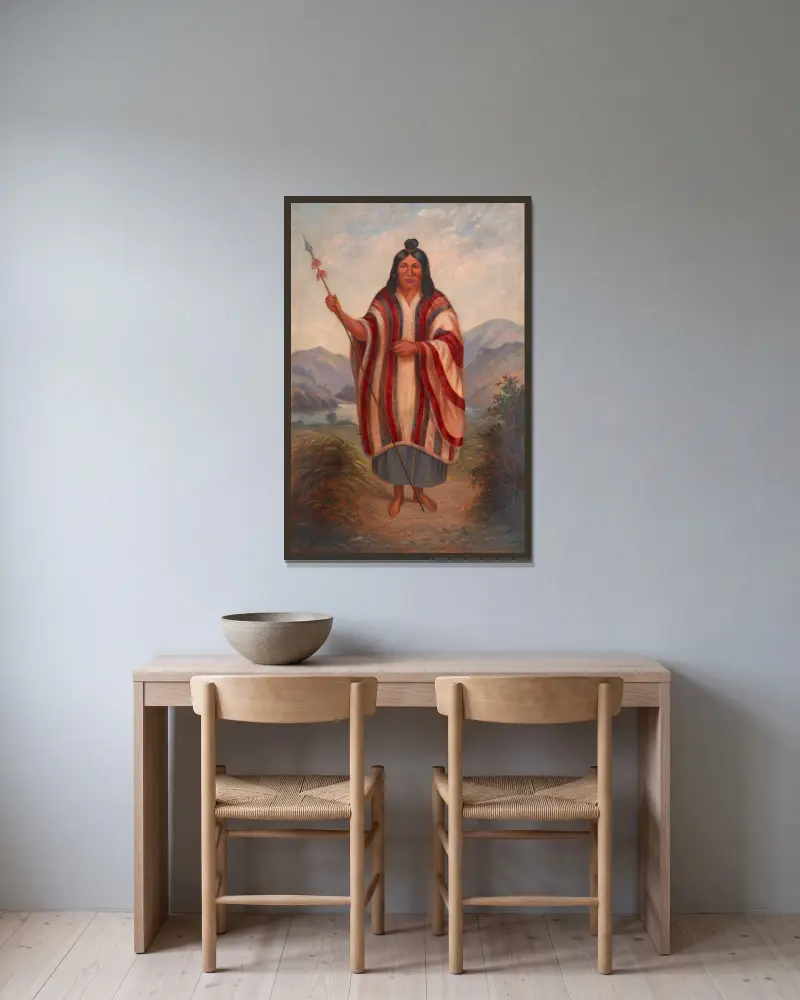 Peruanischer Indianer von Antonio Zeno Shindler gerahmt an einer Wand