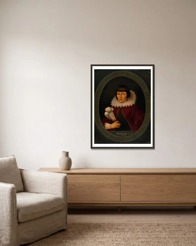 Pocahontas von Antonio Zeno Shindler gerahmt an einer Wand