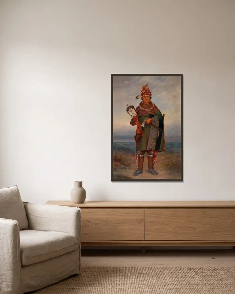Sac and Fox Indian av Antonio Zeno Shindler inramad på en vägg