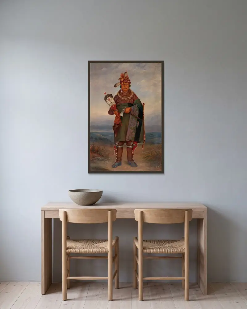 Sac and Fox Indian av Antonio Zeno Shindler inramad på en vägg