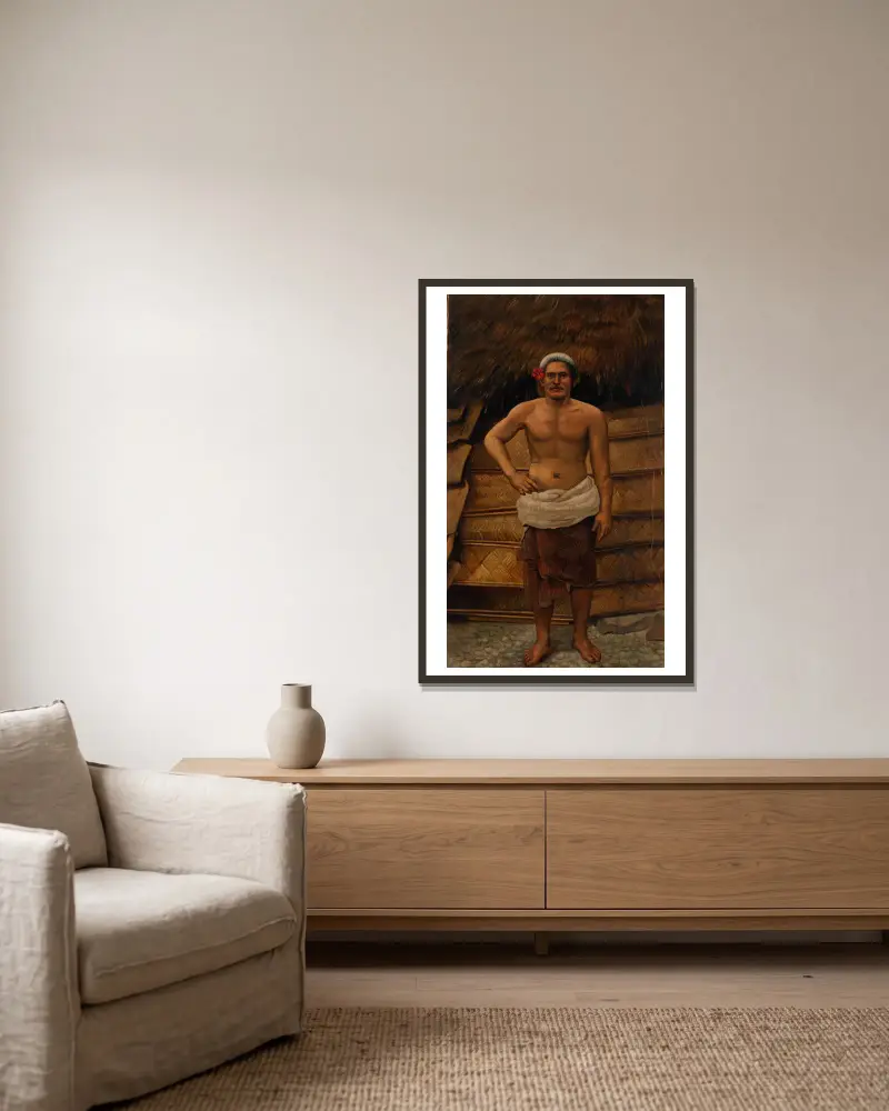 Samoanischer Mann von Antonio Zeno Shindler gerahmt an einer Wand