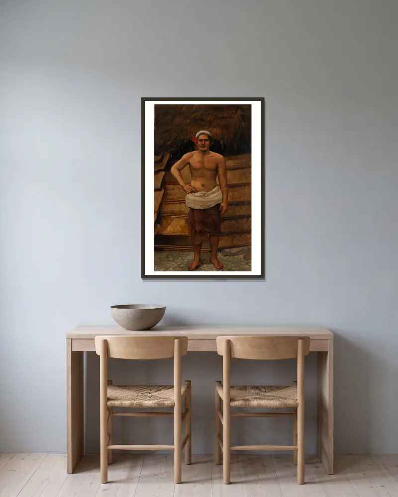 Samoanischer Mann von Antonio Zeno Shindler gerahmt an einer Wand