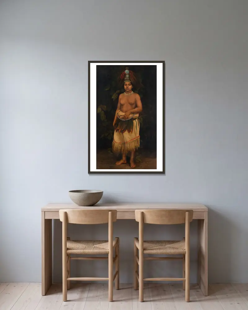 Samoan Woman, 1885 av Antonio Zeno Shindler inramad på en vägg