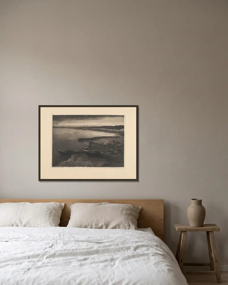 Die Bucht der Halbinsel Hel von Zofia Stankiewicz gerahmt an einer Wand