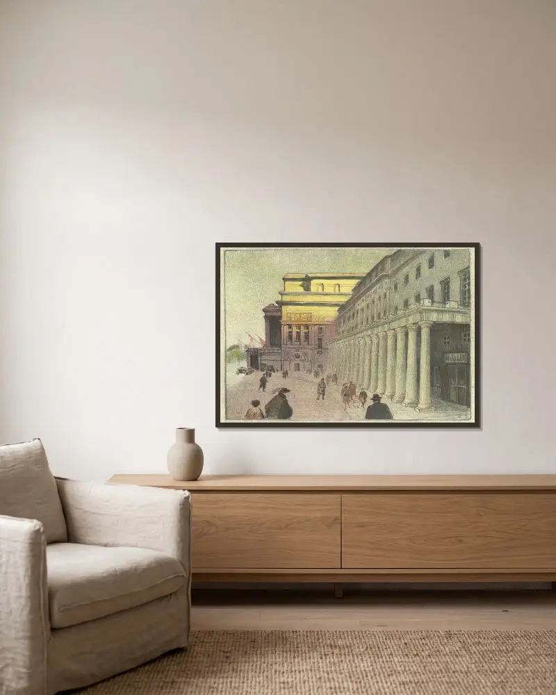 The Grand Theatre in Warsaw av Zofia Stankiewicz inramad på en vägg