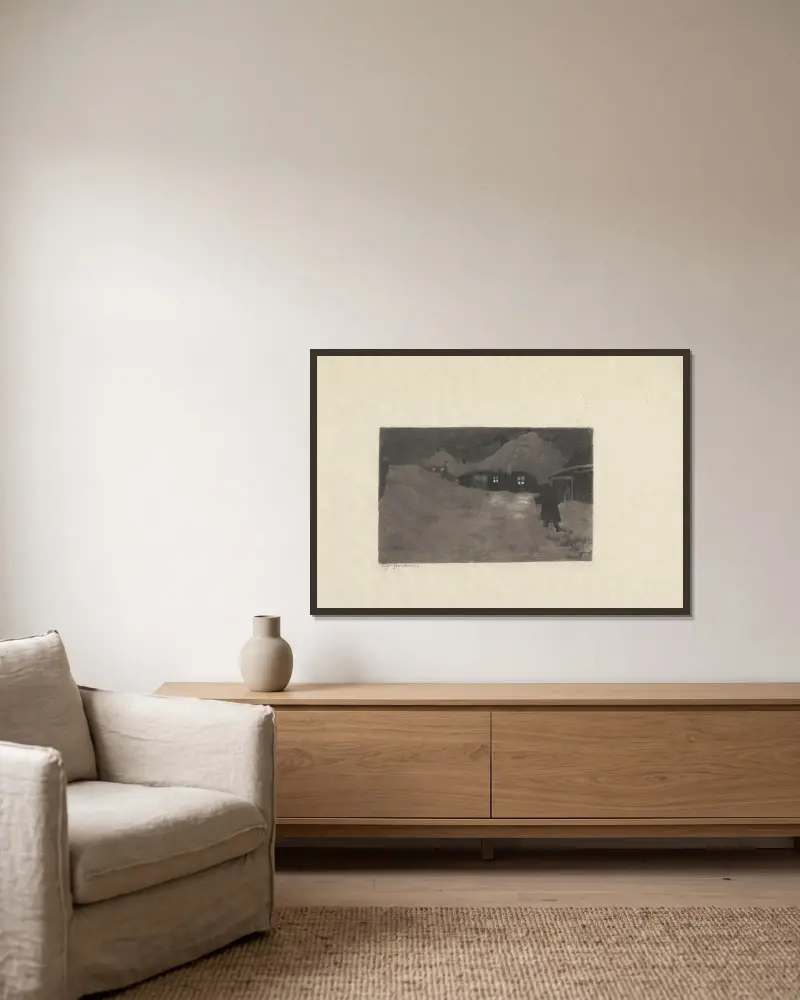 Winterabend von Zofia Stankiewicz gerahmt an einer Wand