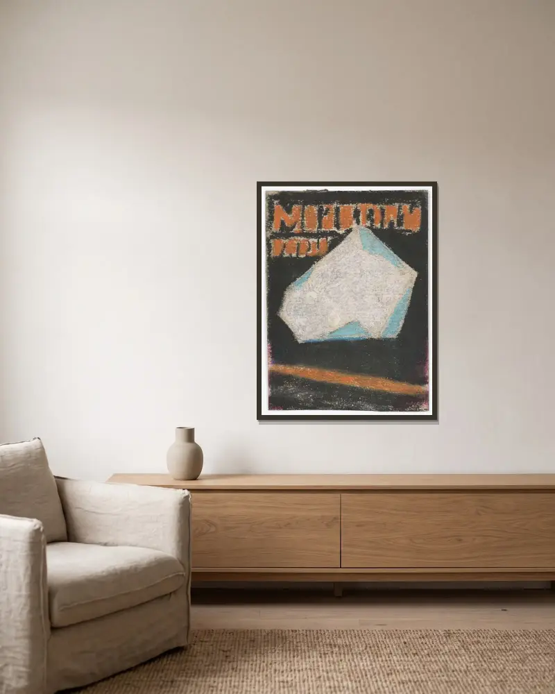 Reklamaffisch av Zolo Palugyay inramad på en vägg