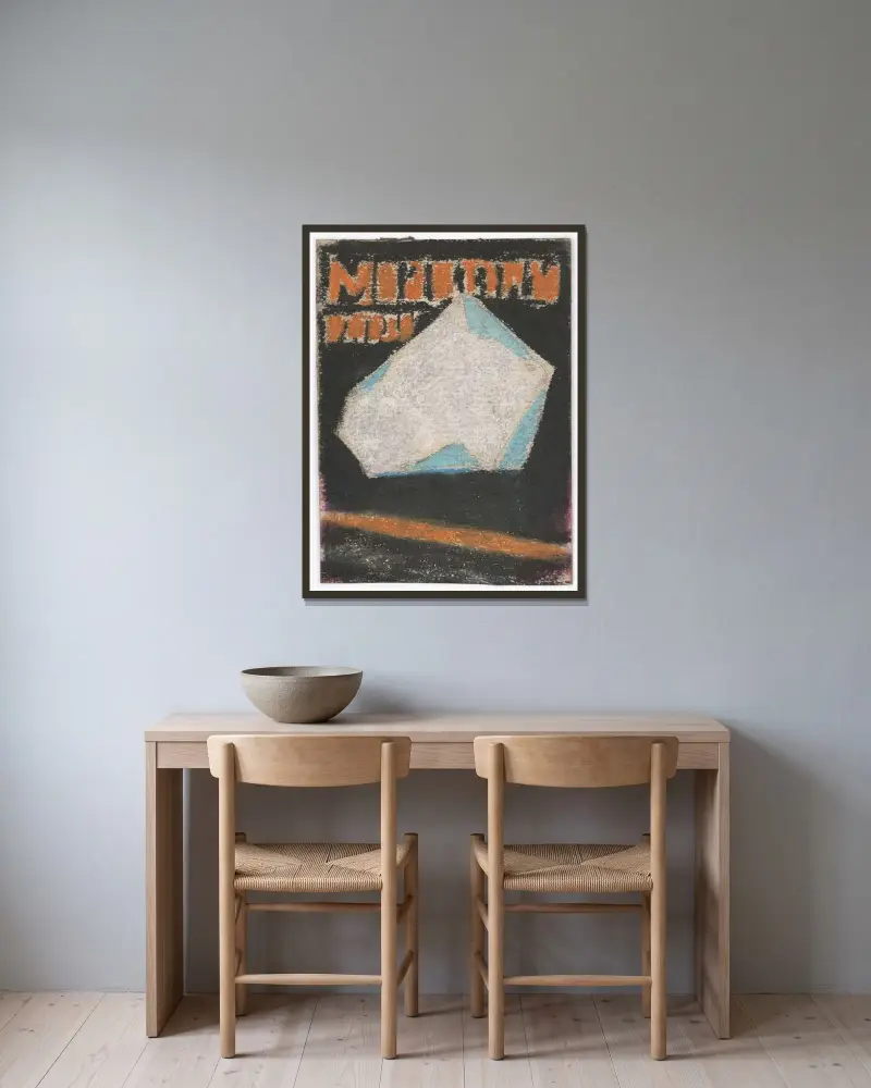 Reklamaffisch av Zolo Palugyay inramad på en vägg