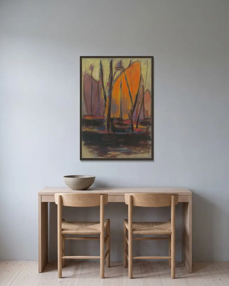 Vid hamnen av Zolo Palugyay inramad på en vägg
