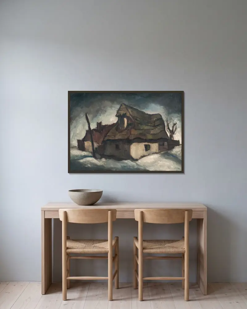 Stugor av Zolo Palugyay inramad på en vägg