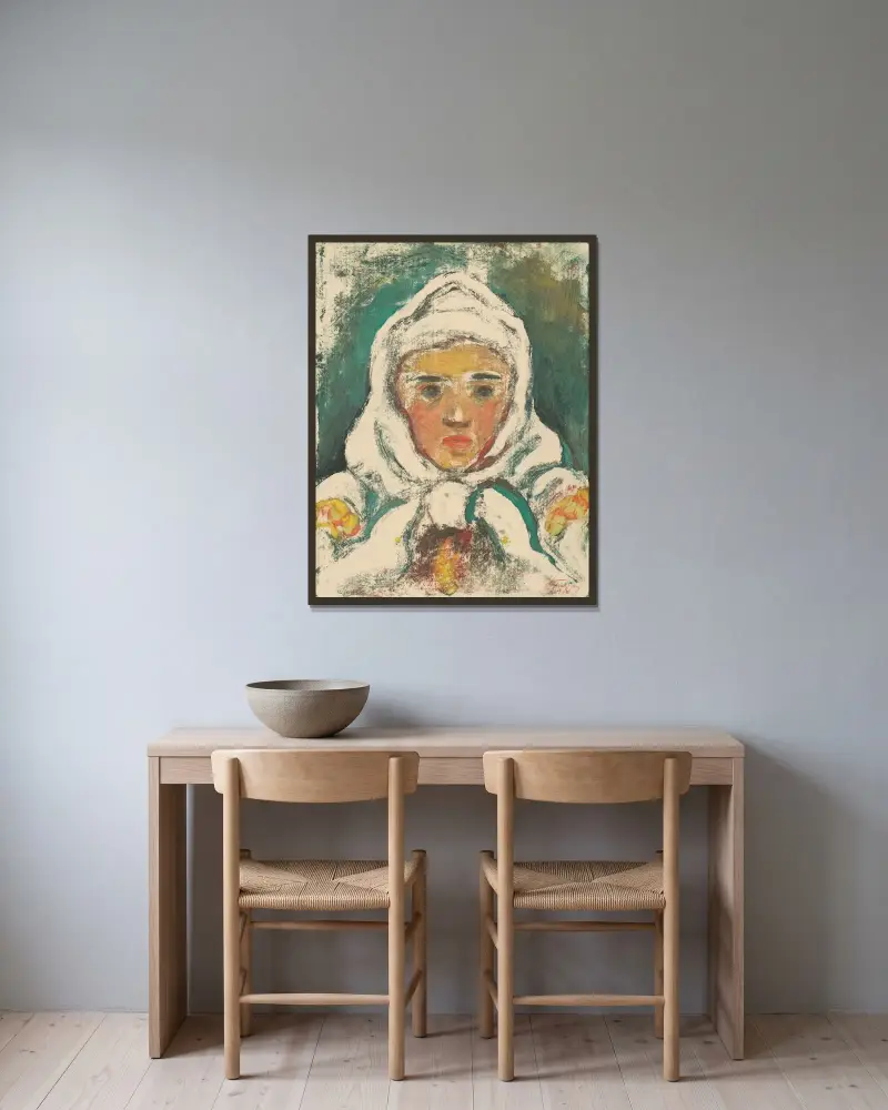 Głowa wieśniaczki, Zolo Palugyay w ramie na ścianie