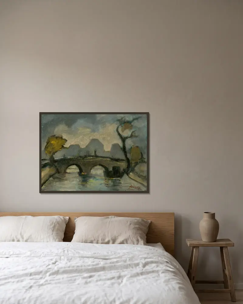 Bro i Paris av Zolo Palugyay inramad på en vägg