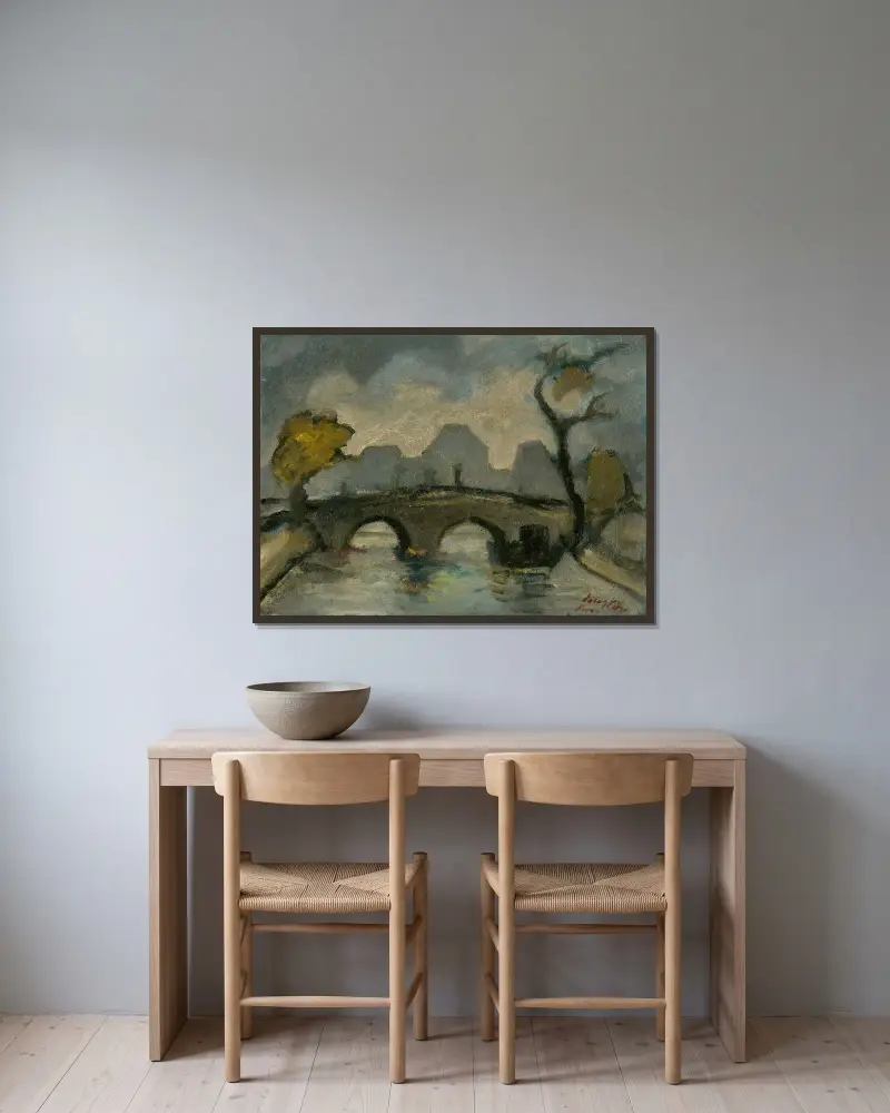 Bro i Paris av Zolo Palugyay inramad på en vägg