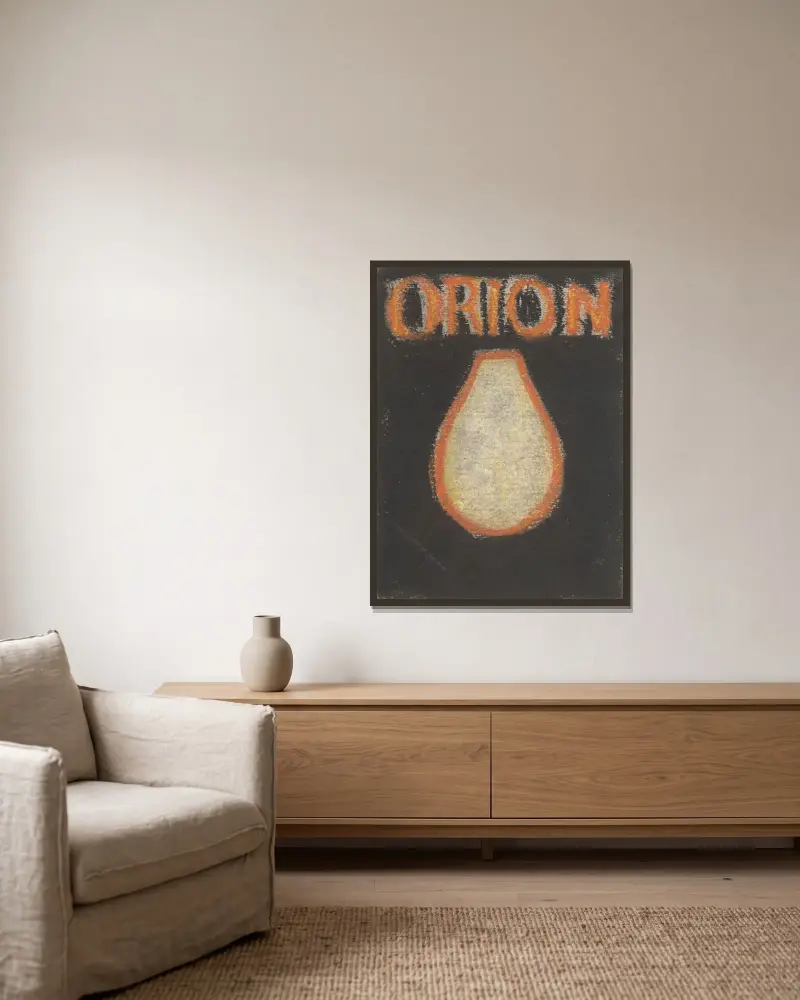Orion av Zolo Palugyay inramad på en vägg