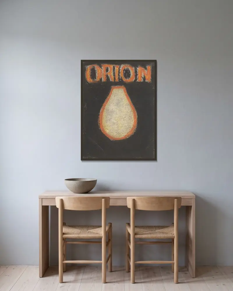 Orion av Zolo Palugyay inramad på en vägg
