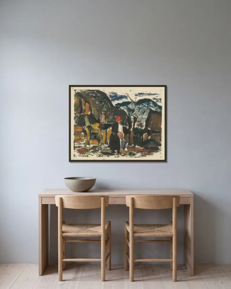 Vid vattnet av Zolo Palugyay inramad på en vägg
