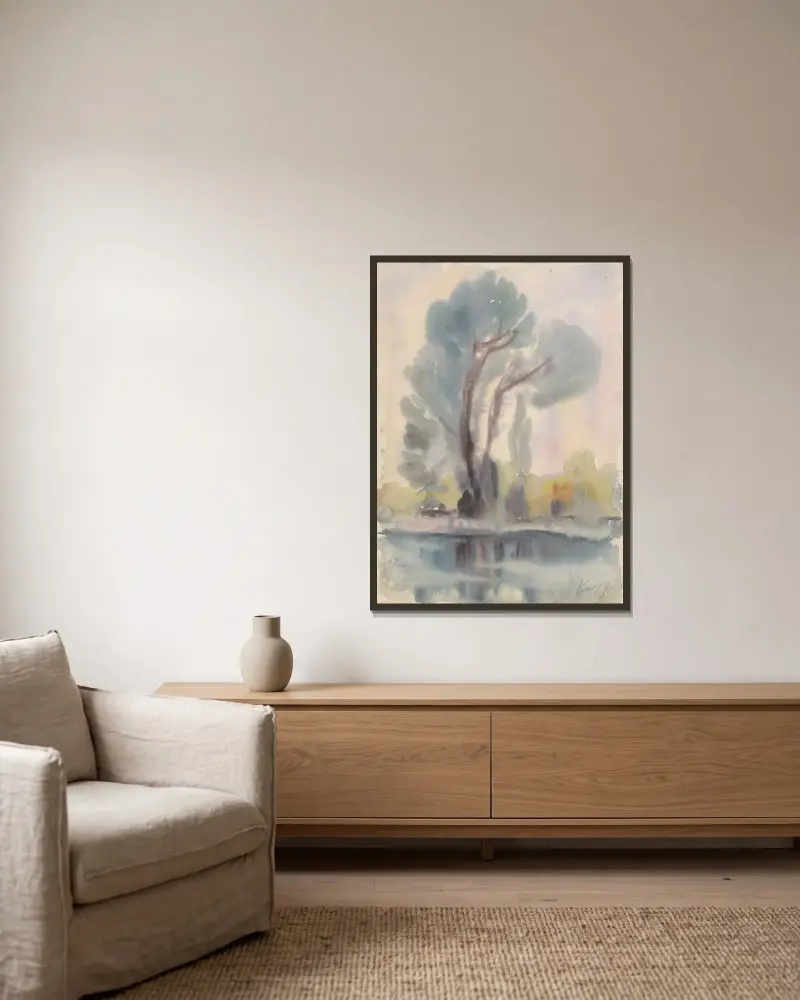 River Cove av Zolo Palugyay inramad på en vägg